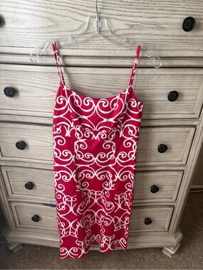 NWT Gameday Red White Graphic Print Slip Sheath Dress Size 0 Autumn